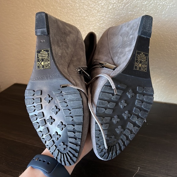 white house black market grey suede ankle britton boots - Picture 2 of 6